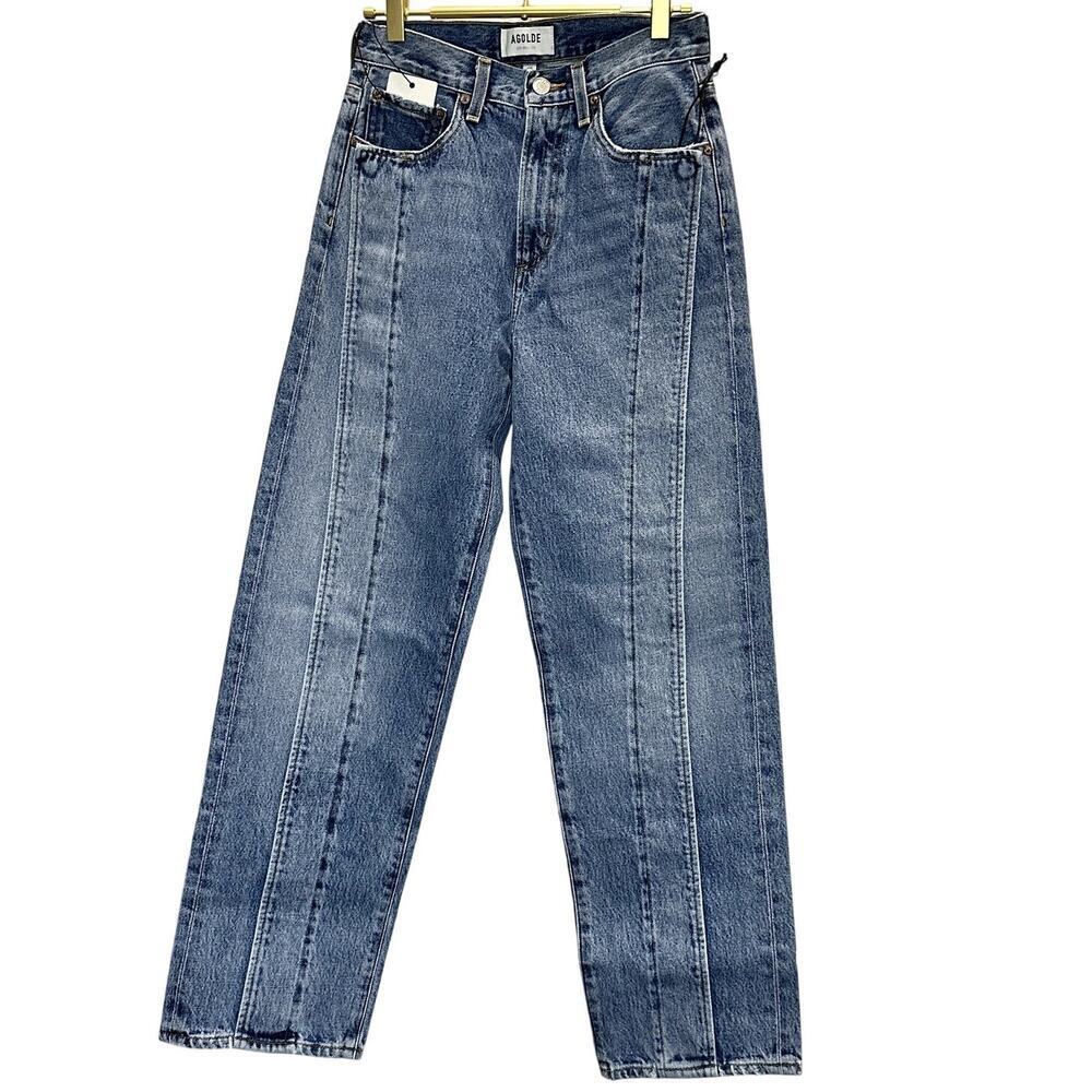 AGOLDE – Fold High Rise Slim Wide Leg Jeans (Navigate) – 23